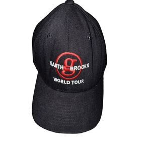 Garth Brooks‎ World Tour Hat Black Red 110 Flexfit Tech Adjustable